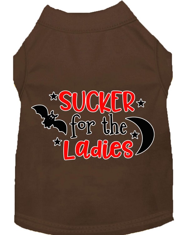 Sucker for the Ladies Screen Print Dog Shirt Brown XS